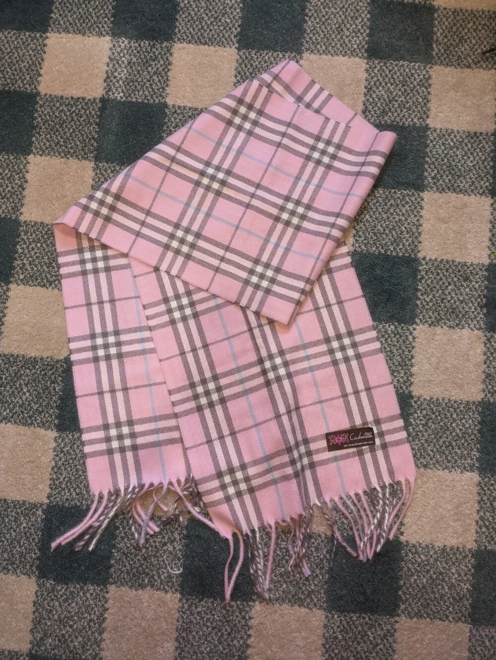 Touch Cashmere Pastel Pink And Baby Blue Flannel Scarf